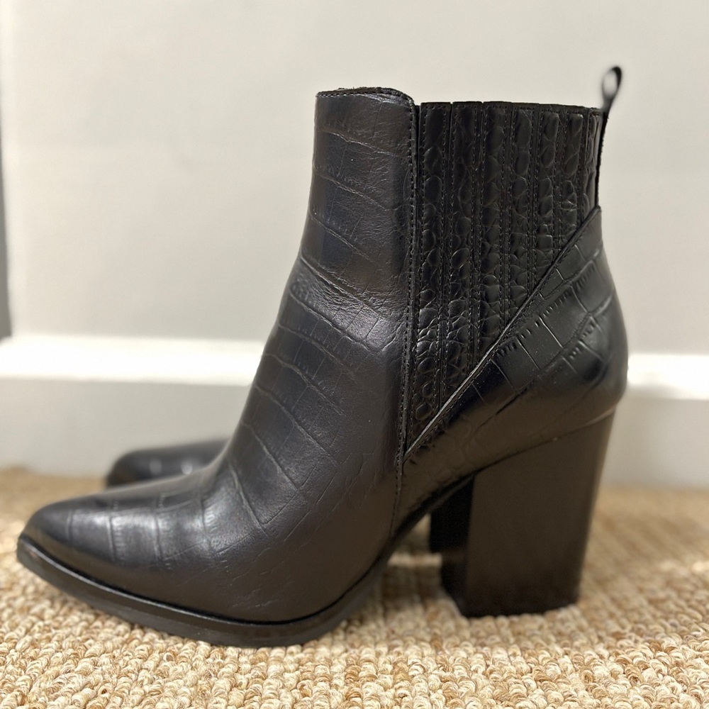 Marc Fisher croc embossed booties